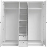 Armoire de chambre - LANDWOOD 19 - Blanc - 5 portes - 187 x 67 x 200 cm