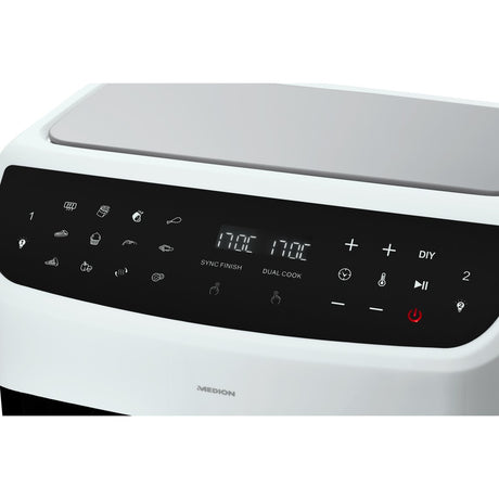 Friteuse a Air Chaud - MEDION - P20 XXL Twin - 2600 W - 2 paniers - 9 programmes - Blanc