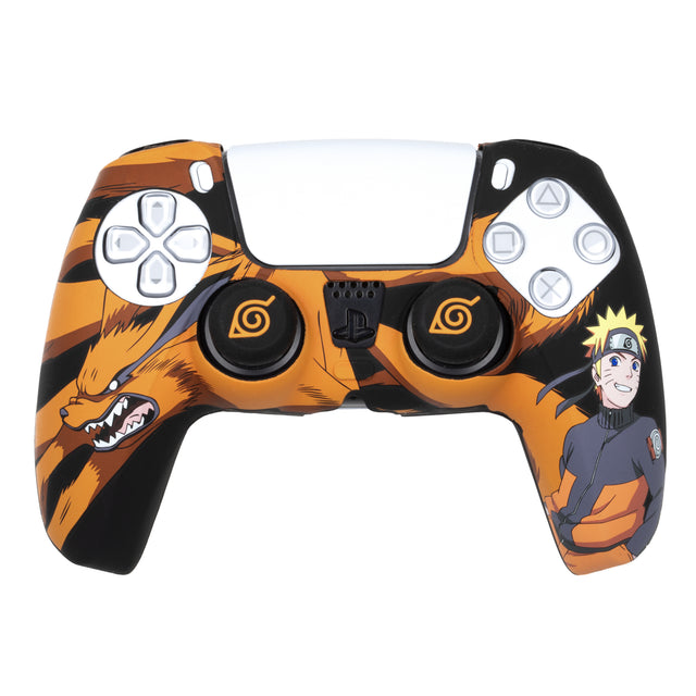 Coque de protection pour manette - KONIX - Naruto Shippuden - DualSense PS5 - Silicone - Motif Kurama/Kyűbi et Naruto - Noir