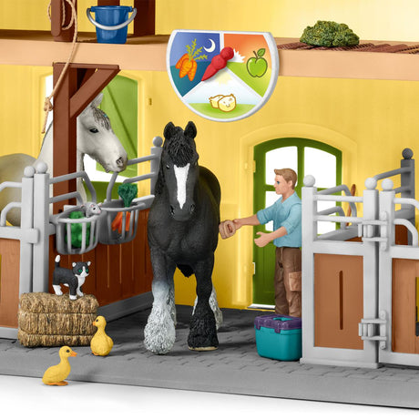 Écurie avec boxes et animaux, coffret de 82 pieces avec chevaux, Schleich 42485 Farm World, Des 4 ans