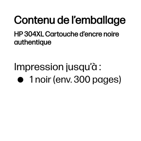 HP 304XL Cartouche d'encre noire authentique (N9K08AE) pour HP DeskJet 2620/2630/3720/3730