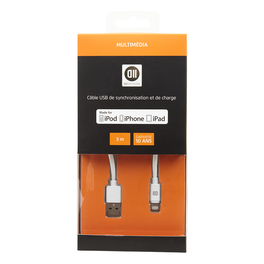 C ble USB pour Apple Lighting 3 m blanc