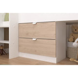 PARISOT SLIDE - Lit toboggan enfant - Décor Blanc et Chene Jackson - Sommier inclus - 90 x 200 cm