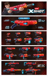 Lanceur de fléchettes - ZURU - X-SHOT Caliber - Barillet rotatif - Portée 27m - 16 fléchettes incluses