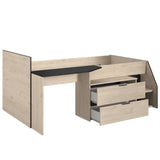 Lit Combiné enfant PARISOT Kim - Chene Jackson et Noir - 90x190/200 cm