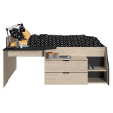 Lit Combiné enfant PARISOT Kim - Chene Jackson et Noir - 90x190/200 cm