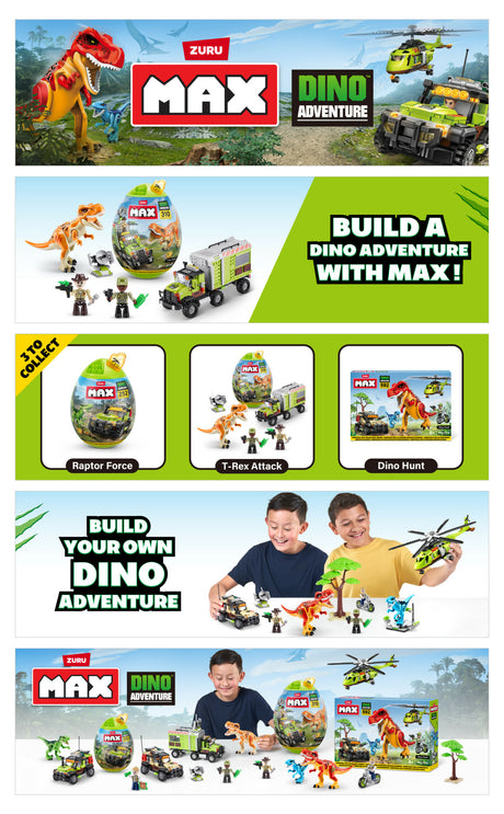Set de Construction - ZURU - Dino Adventure Dino Hunt (592 pieces) - Aventure préhistorique avec dinosaures et véhicules