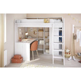 Lit combiné mezzanine enfant PARISOT Lena - Pin Petterson - Sommier inclus - 90 x 200 cm