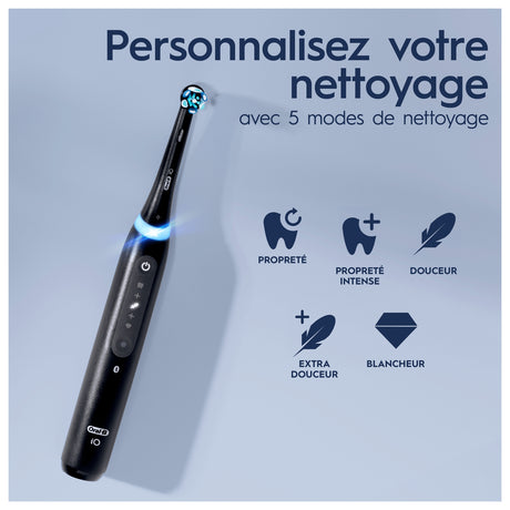 Oral-B iO 5 Lot De 2, Brosses a Dents Électriques Noire et Blanche, 2 Brossettes
