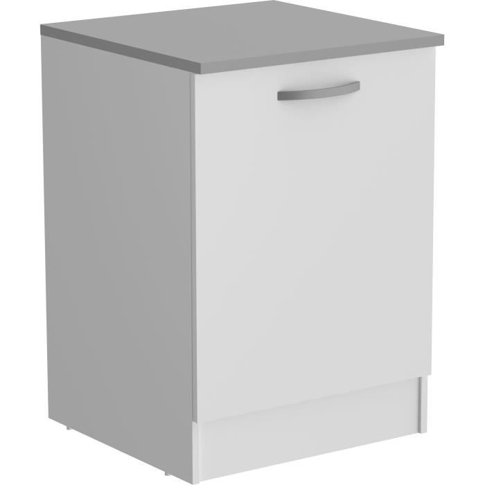 OSLO kitchen base unit - Matt white - 1 door - L 60 x D 60 x H 86 cm