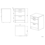 OSLO Meuble Bas 3 tiroirs + plan - Décor blanc - L 60 x P 60 x H 86 cm