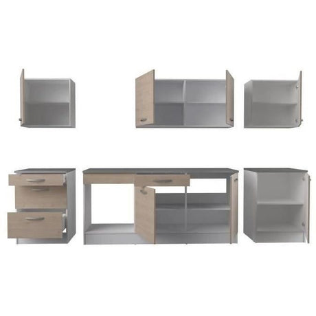 Cuisine complete OSLO - L 300 cm - Décor chene - Plan de travail inclus