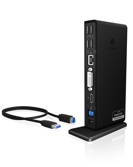 Station d'accueil USB-C 3.0 Icy Box IB-DK2241AC avec alimentation (Noir)