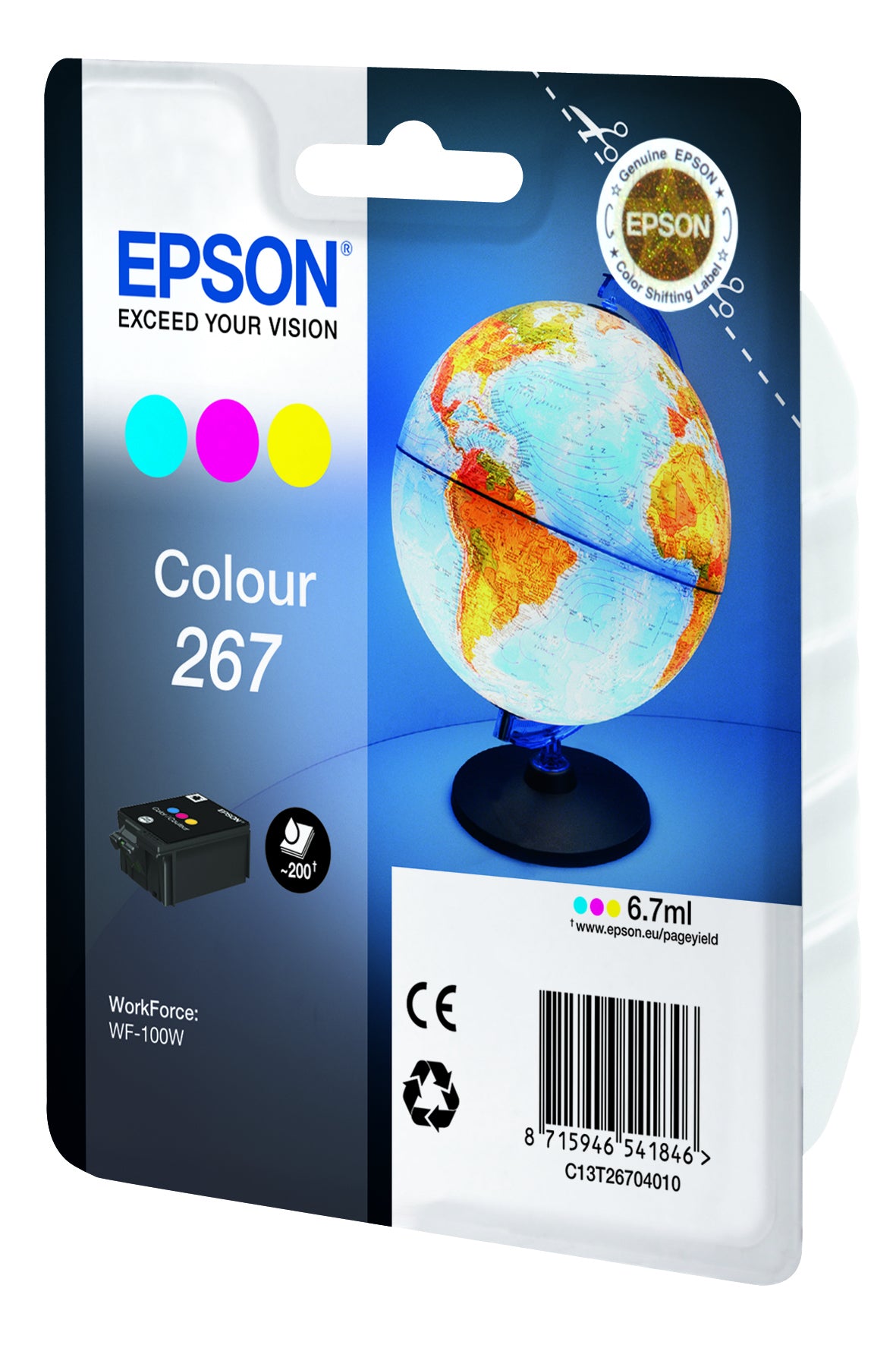 Cartouche d'encre EPSON Multipack 267 - Globe - Cyan, Magenta, Jaune - Capacité standard 200 pages