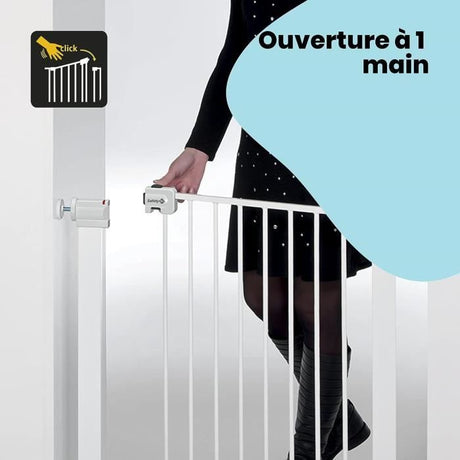 SAFETY 1ST Barriere de sécurité enfant Easy Close - Métal - 73 a 80 cm - pression, sans vis ni perçage - Blanc