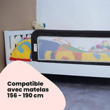 SAFETY 1ST Barriere de lit enfant pliable, 18 mois-5 ans, Tissu maille, Facile a installer et transporter, Auto-verrouillage, Noire