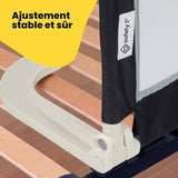 SAFETY 1ST Barriere de lit enfant pliable, 18 mois-5 ans, Tissu maille, Facile a installer et transporter, Auto-verrouillage, Noire