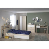 PARISOT Chambre enfant complete - Tete de lit + lit + commode + armoire + bureau - contemporain - DÈcor acacia clair et blanc -