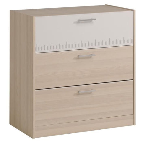 PARISOT Chambre enfant complete - Tete de lit + lit + commode + armoire + bureau - contemporain - Décor acacia clair et blanc -