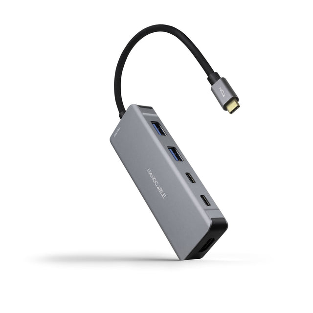 Hub USB-C 3.2 Nanocable vers HDMI, USB Type A/C (Gris)