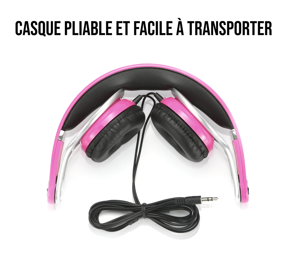 Casque enfant rose (3 à 10 ans) pliable/réglable/ergonomique limitation volume à