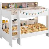 PARISOT Lits superposés enfant 2 x 90x200 cm - Décor Chene et Blanc Ombre - Sommiers inclus - JIM