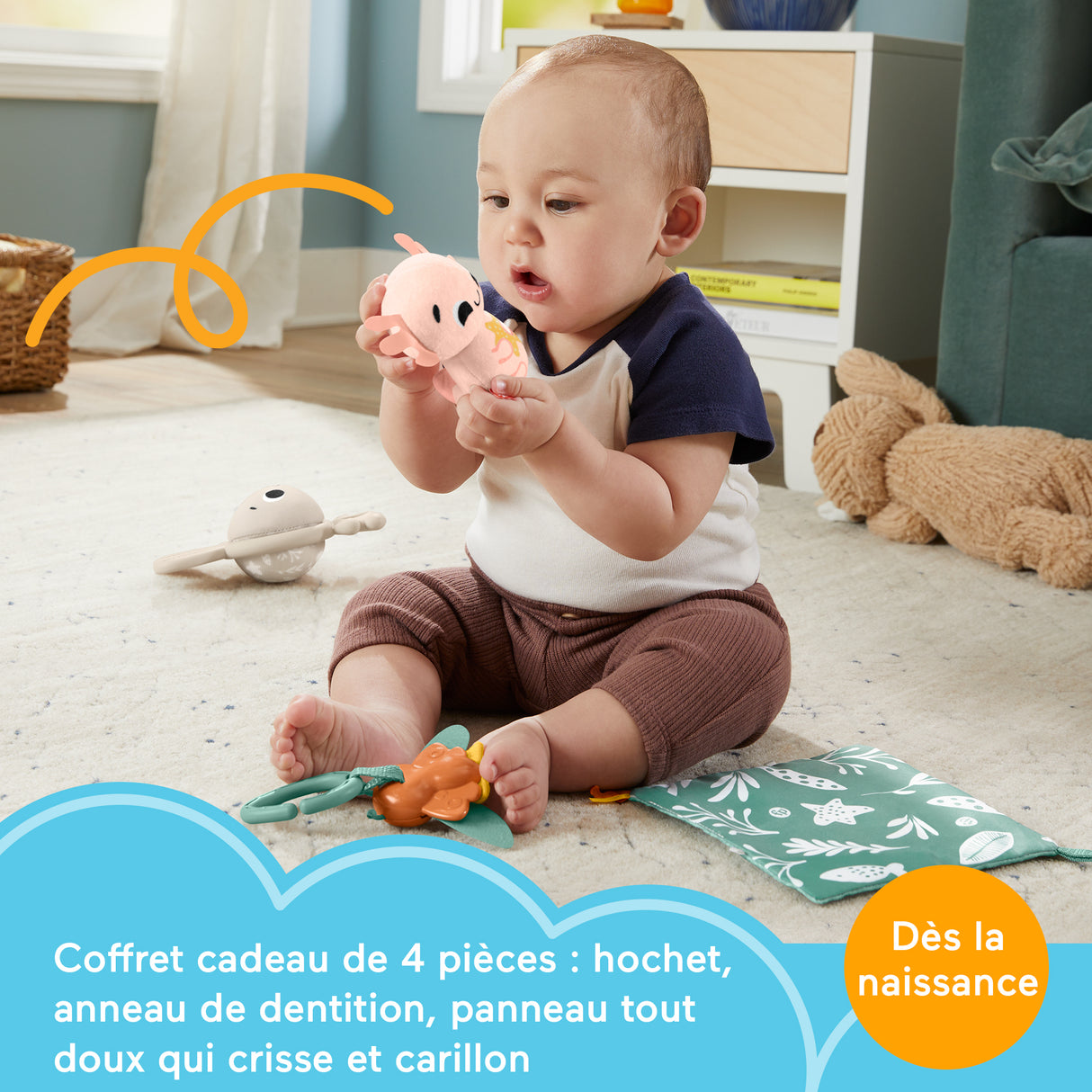Fisher-Price-Les Sens en éveil - Coffret 4 jouets sensoriels pour bébé - Fisher-Price - HRB17