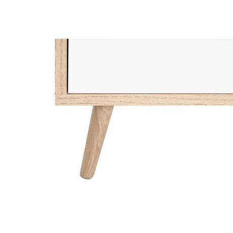 Buffet haut - Chene Sonoma, blanc, gris et bleu - Style scandinave - CUBA - L 103 x P 40 x H 139  cm