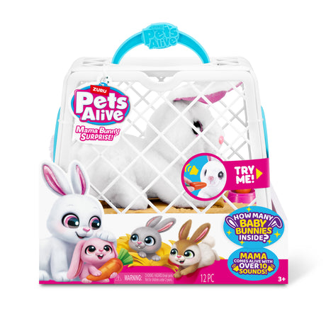 Jeu interactif - ZURU - PETS ALIVE Mama Bunny & Baby - Lapin sonore - 10 sons - Bébés surprises