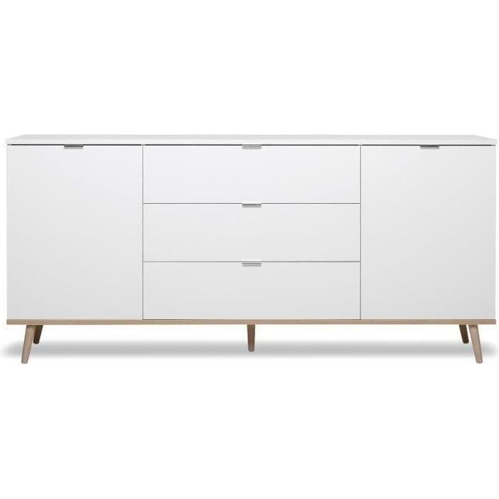 G÷TEBORG Buffet bas - Style scandinave - DÈcor chene et blanc - L 180 cm