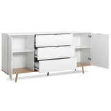 G÷TEBORG Buffet bas - Style scandinave - DÈcor chene et blanc - L 180 cm