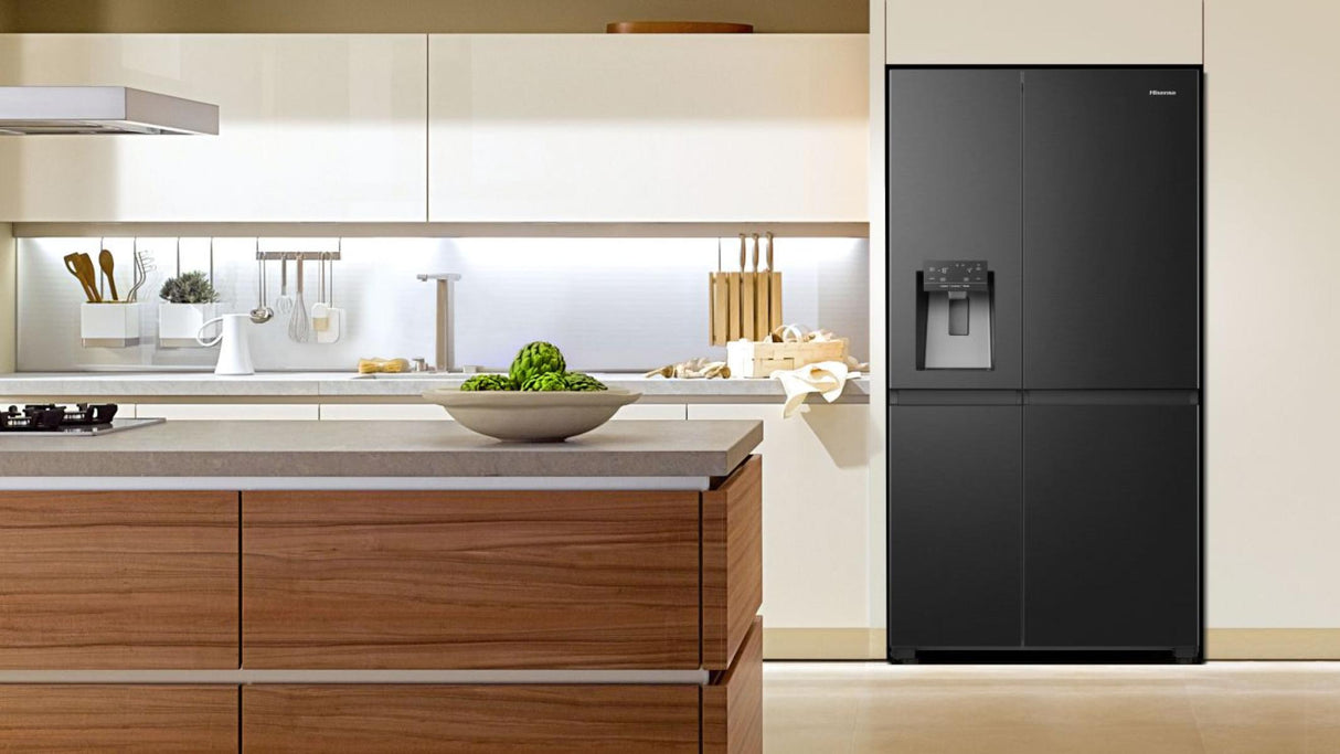 Réfrigérateur Américain - HISENSE - RS818N4TFC - 632 L - Classe C - 91 x 73 x 179 cm - Inox noir