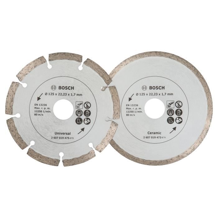 Disques diamants BOSCH pour carrelage et matÈriaux de construction - 2 disques ÿ 125mm