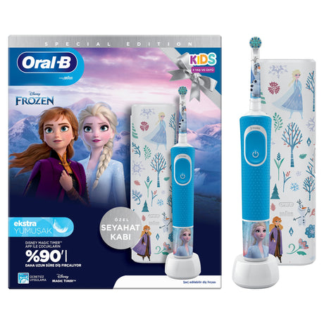 Oral-B Pro Kids3+ Brosse a dents électrique enfant La Reine Des Neiges, Disney, 1 étui de voyage, 1 Brossette Brossage Doux
