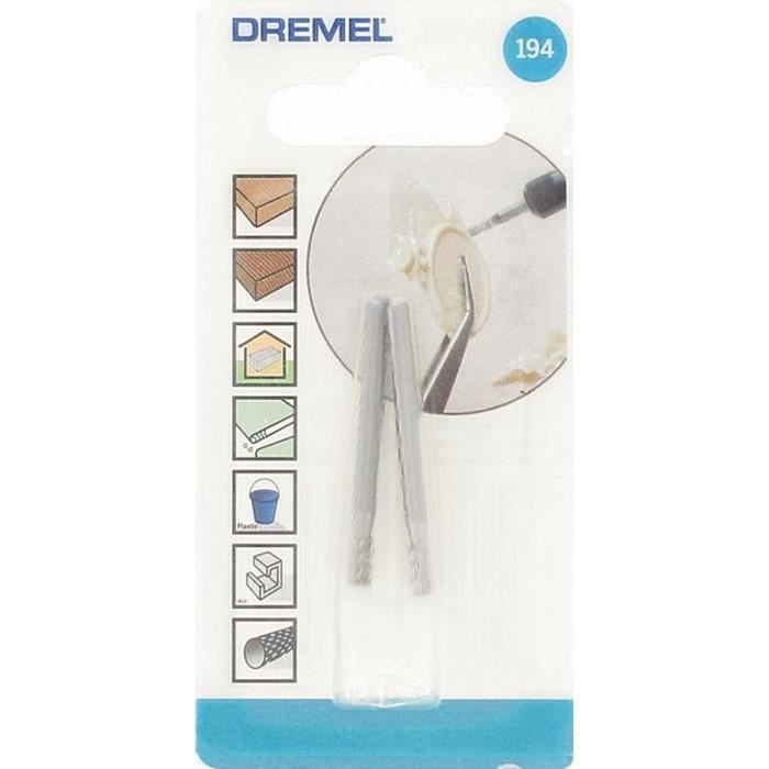 Fraises DREMEL 194 en acier rapide pour sculpture et gravure - Lot de 2