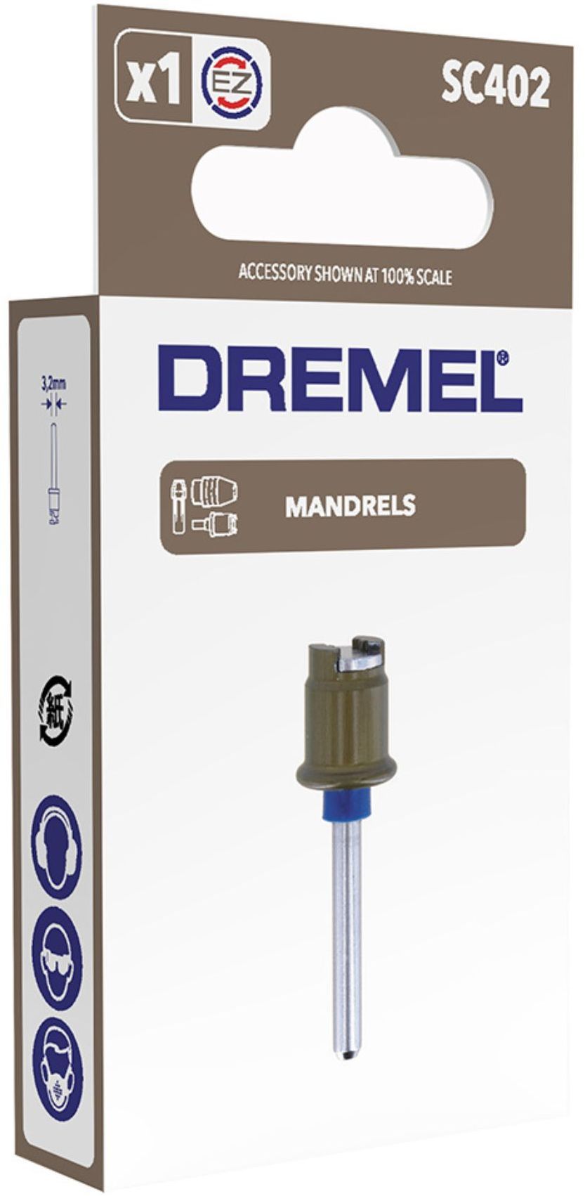 Adaptateur - Mandrin SpeedClic DREMEL S402 - Gris - Garantie 2 ans - Dimensions 18x50x100