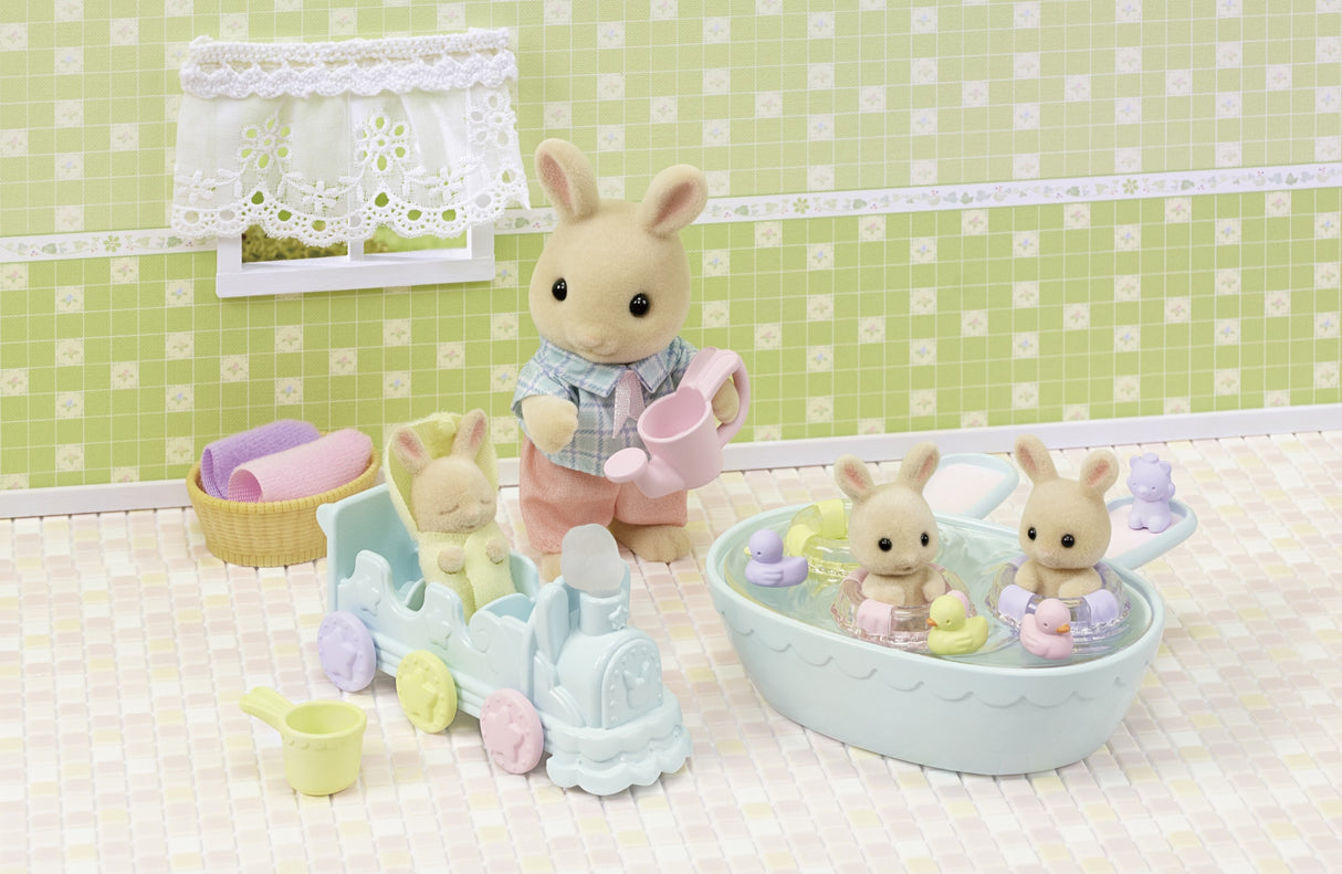 Les triplés Lapin Creme et accessoires de bain - Sylvanian Families - 5707