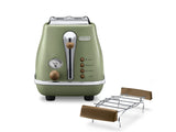 Grille pain - Delonghi - Icona Vintage - 2 tranches - 6 positions - Vert Olive/Chocolat