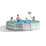 Kit Piscine hors sol tubulaire INTEX - Pris Frame - 457 x 107 cm - Ronde (Pompe, b‚che, tapis de sol et Èchelle) - 26724NP