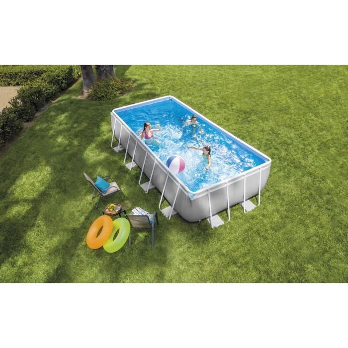 Kit Piscine hors sol tubulaire INTEX - Pris Frame - 488 x 244 x 107 cm - Rectangulaire (Bâche, tapis de sol et échelle) - 26792NP