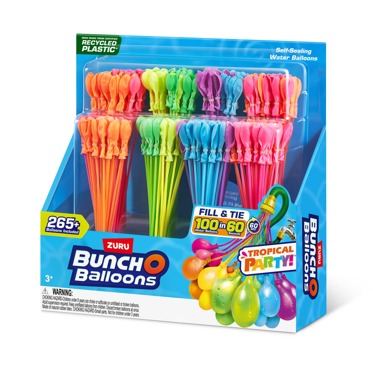 Ballons a eau - ZURU BUNCHO BALLOONS - Tropical Party - 265 ballons - Fermeture automatique - Pret en 60 sec
