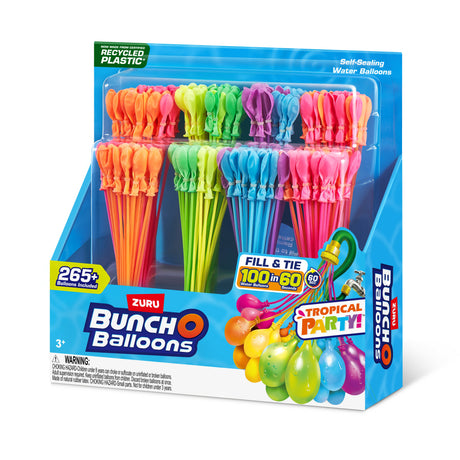 Ballons a eau - ZURU BUNCHO BALLOONS - Tropical Party - 265 ballons - Fermeture automatique - Pret en 60 sec