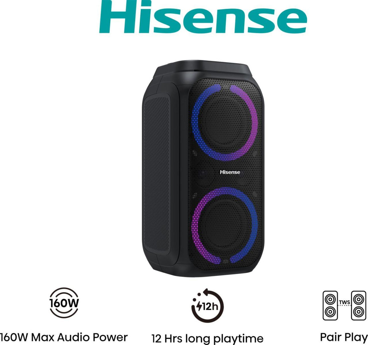 Enceinte nomade - HISENSE - Bluetooth - Max 160 W