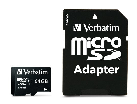 Carte mémoire Micro SD Verbatim Pro U3 - 64Go avec adaptateur