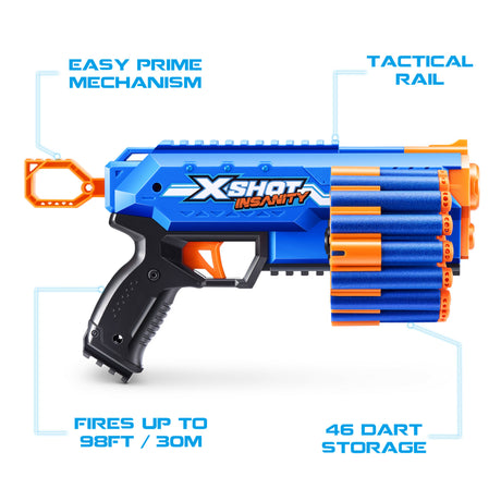 Lanceur de fléchettes - ZURU - X-SHOT Manic - Capacité 47 fléchettes - Portée 30 m - Compact et puissant