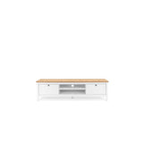Meuble TV 2 tiroirs - Décor chene artisan et blanc - L 160 x P 45 x H 40 cm - BERGEN