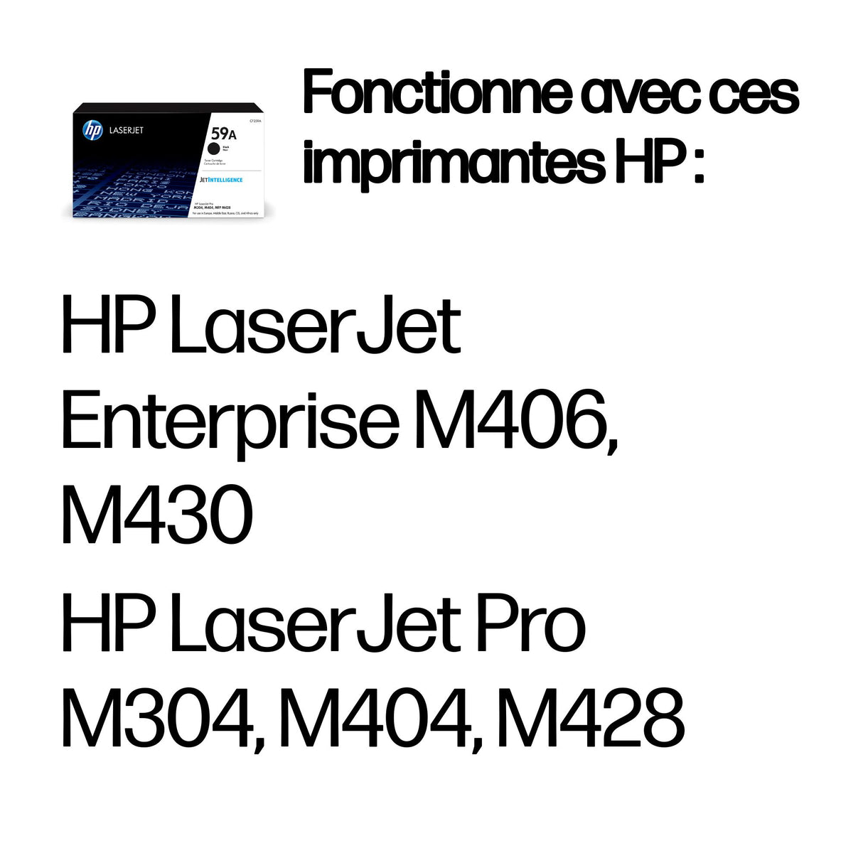 HP 59A Cartouche de toner noir LaserJet authentique (CF259A) pour LaserJet Pro M304/M404/MFP M428