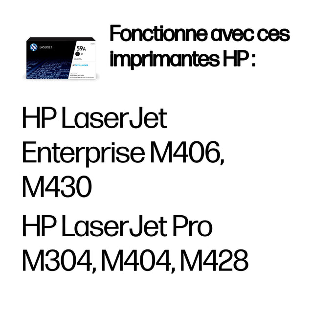 HP 59A Cartouche de toner noir LaserJet authentique (CF259A) pour LaserJet Pro M304/M404/MFP M428