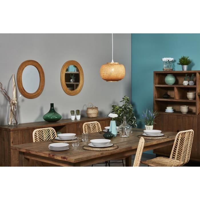Suspension en bambou - Ronde - Style contemporain - Beige - D 30 x H 140 cm