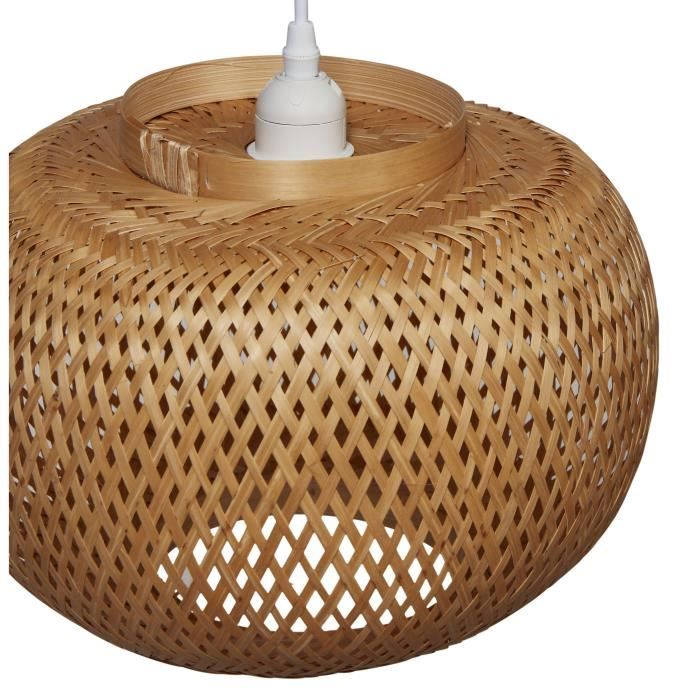 Suspension en bambou - Ronde - Style contemporain - Beige - D 30 x H 140 cm
